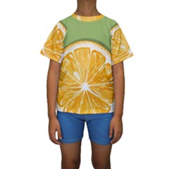 Pop Art Orange  Kids  Short Sleeve Swimwear by Valentinaart