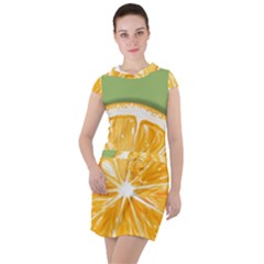 Pop Art Orange  Drawstring Hooded Dress