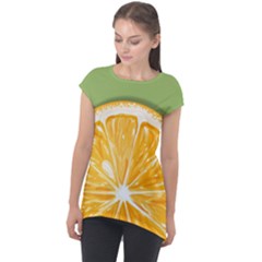 Pop Art Orange  Cap Sleeve High Low Top