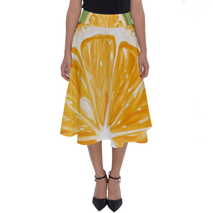 Pop Art Orange  Perfect Length Midi Skirt