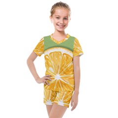 Pop Art Orange  Kids  Mesh Tee And Shorts Set