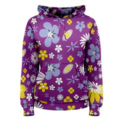 Floral Flowers Wallpaper Paper Women s Pullover Hoodie by Pakrebo