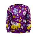 Floral Flowers Wallpaper Paper Women s Sweatshirt View1