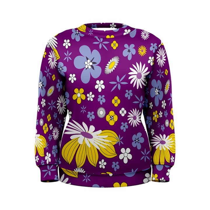 Floral Flowers Wallpaper Paper Women s Sweatshirt