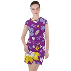 Floral Flowers Wallpaper Paper Drawstring Hooded Dress