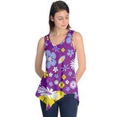 Floral Flowers Wallpaper Paper Sleeveless Tunic by Pakrebo