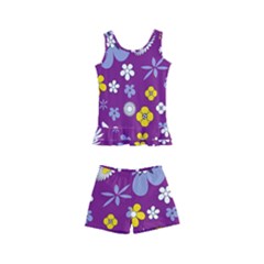 Floral Flowers Wallpaper Paper Kids  Boyleg Swimsuit