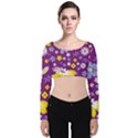 Floral Flowers Wallpaper Paper Velvet Long Sleeve Crop Top View1