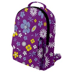 Floral Flowers Wallpaper Paper Flap Pocket Backpack (small)