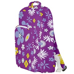 Floral Flowers Wallpaper Paper Double Compartment Backpack