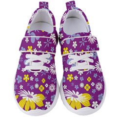 Floral Flowers Wallpaper Paper Women s Velcro Strap Shoes