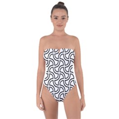 Pattern Monochrome Repeat Tie Back One Piece Swimsuit by Pakrebo