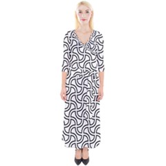 Pattern Monochrome Repeat Quarter Sleeve Wrap Maxi Dress