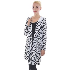 Pattern Monochrome Repeat Hooded Pocket Cardigan