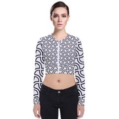 Pattern Monochrome Repeat Long Sleeve Zip Up Bomber Jacket