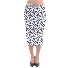 Pattern Monochrome Repeat Velvet Midi Pencil Skirt by Pakrebo