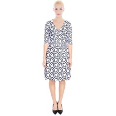 Pattern Monochrome Repeat Wrap Up Cocktail Dress