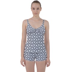 Pattern Monochrome Repeat Tie Front Two Piece Tankini by Pakrebo