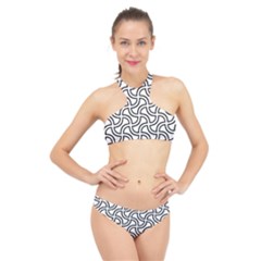 Pattern Monochrome Repeat High Neck Bikini Set