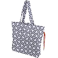 Pattern Monochrome Repeat Drawstring Tote Bag