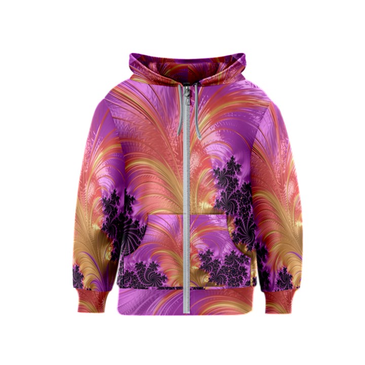 Fractal Puffy Feather Art Artwork Kids  Zipper Hoodie