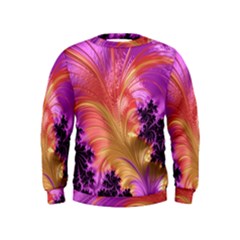 Fractal Puffy Feather Art Artwork Kids  Sweatshirt by Pakrebo