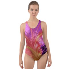 Fractal Puffy Feather Art Artwork Cut-out Back One Piece Swimsuit by Pakrebo