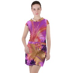 Fractal Puffy Feather Art Artwork Drawstring Hooded Dress