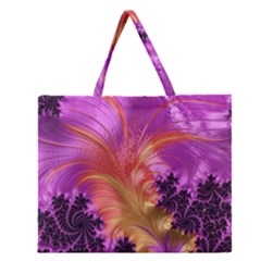 Fractal Puffy Feather Art Artwork Zipper Large Tote Bag by Pakrebo