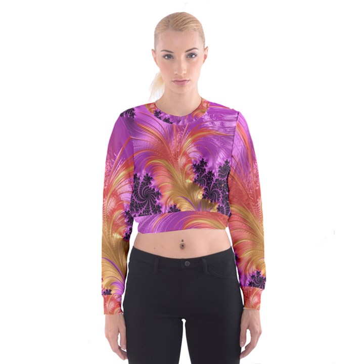 Fractal Puffy Feather Art Artwork Cropped Sweatshirt