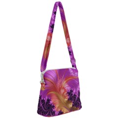 Fractal Puffy Feather Art Artwork Zipper Messenger Bag