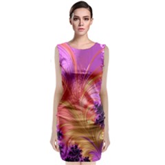 Fractal Puffy Feather Art Artwork Sleeveless Velvet Midi Dress by Pakrebo