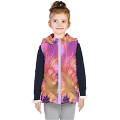 Fractal Puffy Feather Art Artwork Kids  Hooded Puffer Vest