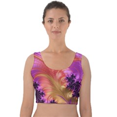 Fractal Puffy Feather Art Artwork Velvet Crop Top