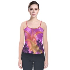 Fractal Puffy Feather Art Artwork Velvet Spaghetti Strap Top