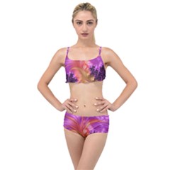 Fractal Puffy Feather Art Artwork Layered Top Bikini Set