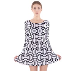 Ellipse Pattern Ellipse Dot Pattern Long Sleeve Velvet Skater Dress by Pakrebo