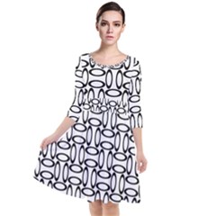 Ellipse Pattern Ellipse Dot Pattern Quarter Sleeve Waist Band Dress