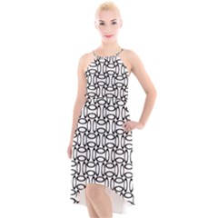 Ellipse Pattern Ellipse Dot Pattern High-low Halter Chiffon Dress 