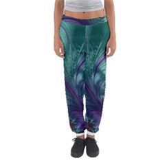 Fractal Turquoise Feather Swirl Women s Jogger Sweatpants by Pakrebo