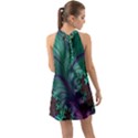 Fractal Turquoise Feather Swirl Halter Tie Back Chiffon Dress View2