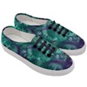 Fractal Turquoise Feather Swirl Women s Classic Low Top Sneakers View3