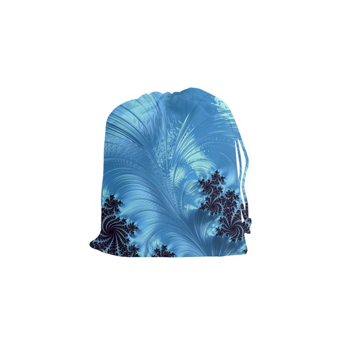 Fractal Art Feather Swirls Puffy Drawstring Pouch (Small)