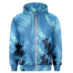 Fractal Art Feather Swirls Puffy Men s Zipper Hoodie by Pakrebo