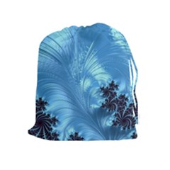 Fractal Art Feather Swirls Puffy Drawstring Pouch (xl) by Pakrebo