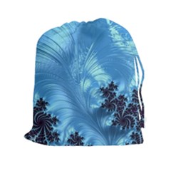 Fractal Art Feather Swirls Puffy Drawstring Pouch (xxl) by Pakrebo