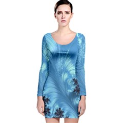 Fractal Art Feather Swirls Puffy Long Sleeve Velvet Bodycon Dress by Pakrebo