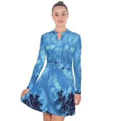 Fractal Art Feather Swirls Puffy Long Sleeve Panel Dress