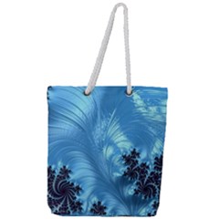 Fractal Art Feather Swirls Puffy Full Print Rope Handle Tote (large) by Pakrebo