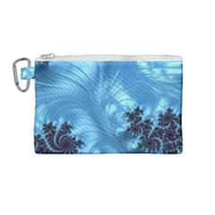 Fractal Art Feather Swirls Puffy Canvas Cosmetic Bag (medium)